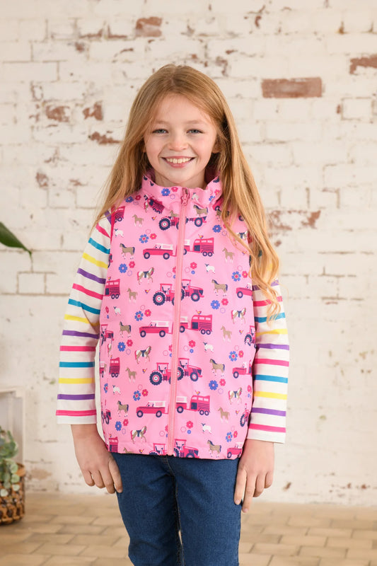 ALEX GILET - BLUSH PINK FARM PRINT