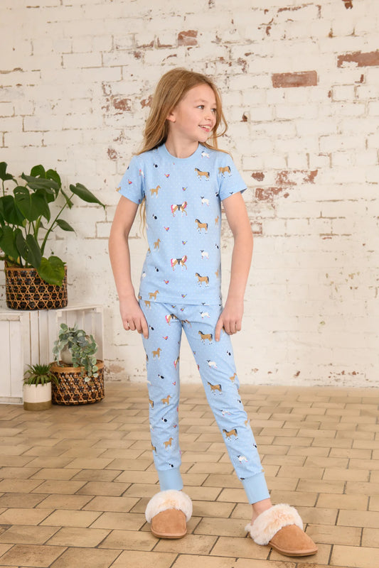 Short sleeve pyjamas - blue animal print