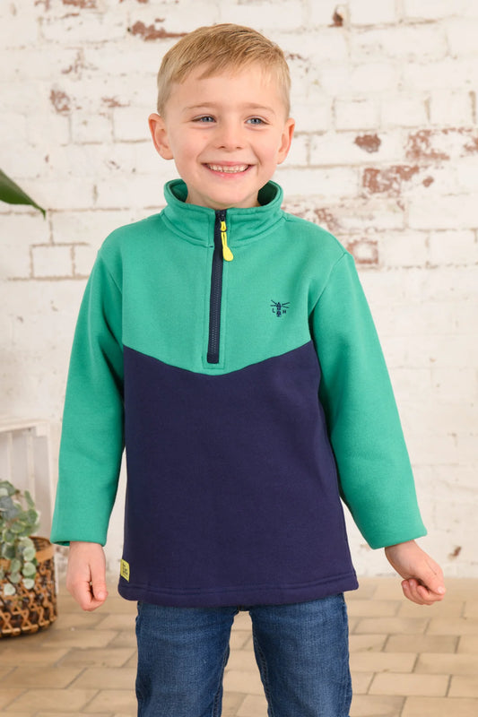 RILEY SWEATSHIRT - PEAGREEN & NAVY