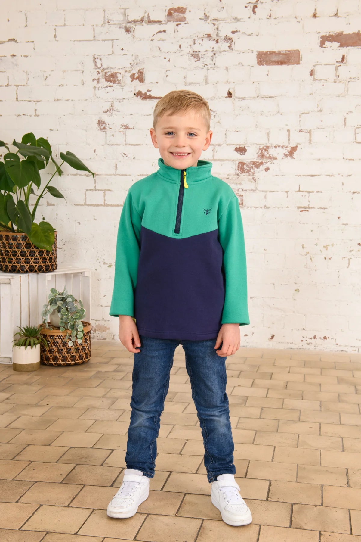 RILEY SWEATSHIRT - PEAGREEN & NAVY