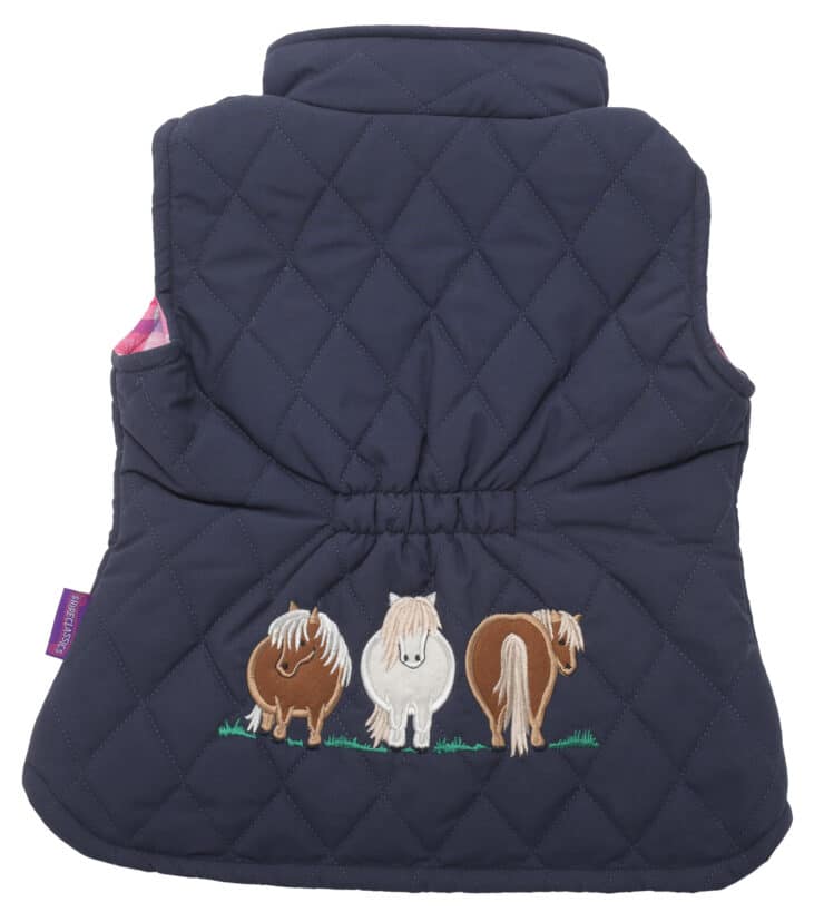 Kids’ Navy Embroidered Pony Quilted Gilet