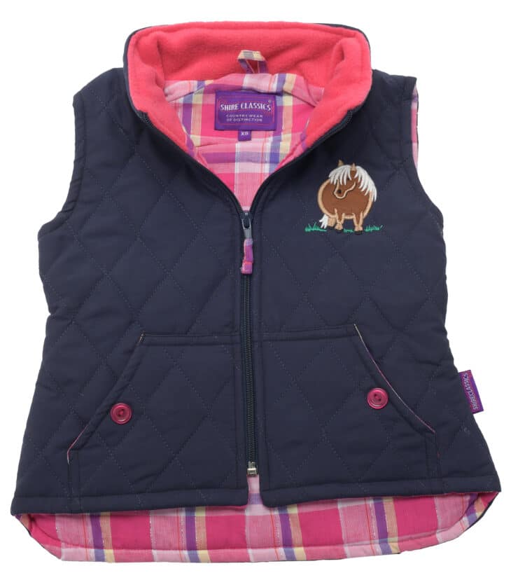 Kids’ Navy Embroidered Pony Quilted Gilet